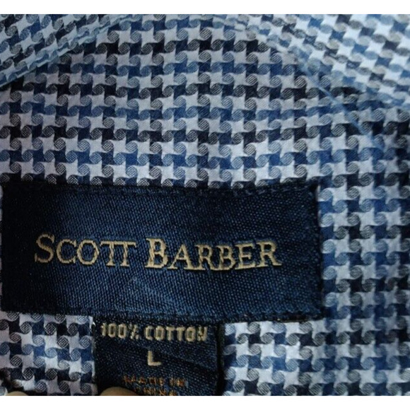 Scott Barber Men's 100% Cotton Blue Plaid Button Down Shirt Size Large‎ - Picture 3 of 10